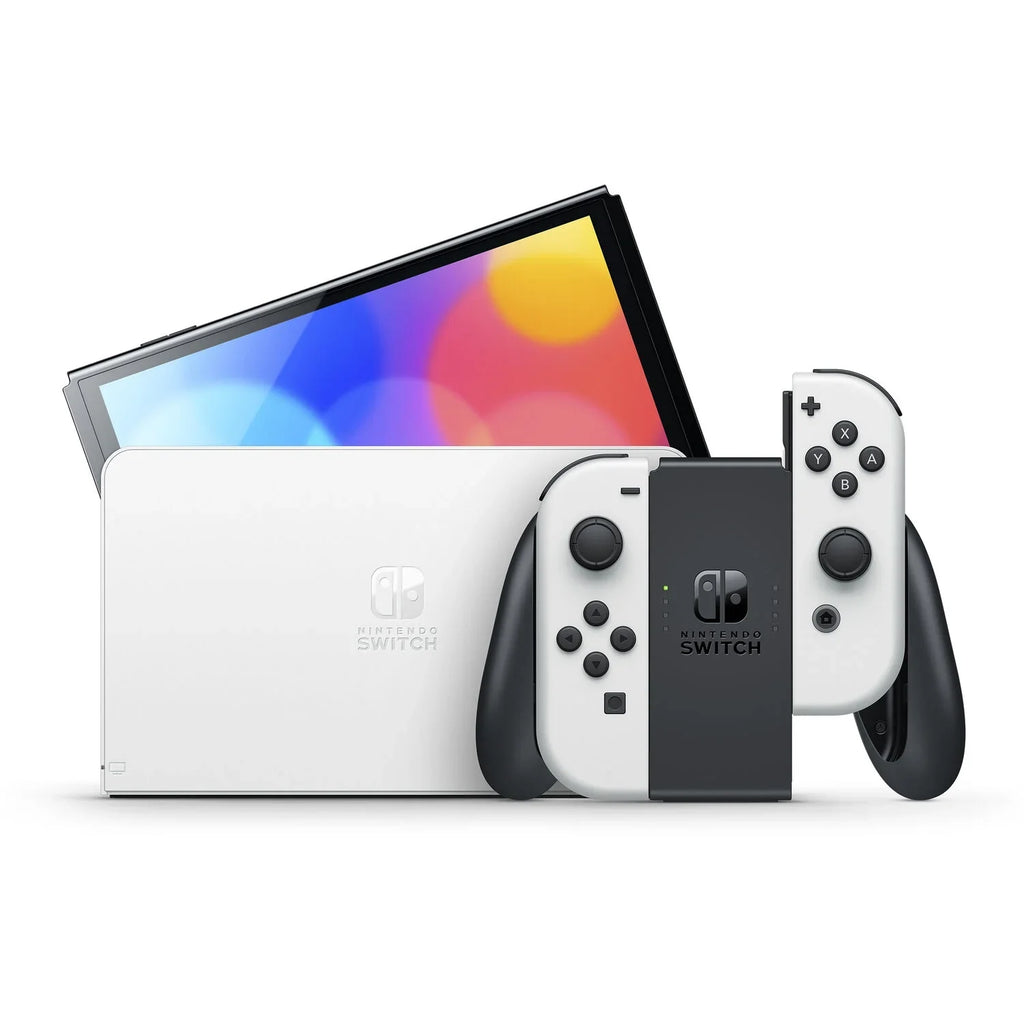 White Mario and Joy‑Cons with OLED Super Nintendo Bros Switch Wonder Bundle