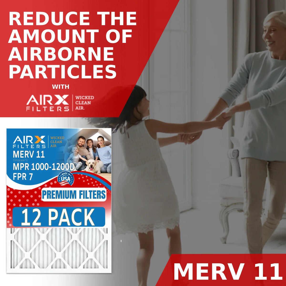Made 12 Pack WICKED to Rating, 1200 MPR Comparable by 7 FPR AIRX - Furnace FILTERS Filter Filters MPR MERV of USA 11 in 14x25x1 1000, CLEAN Air & AIR.