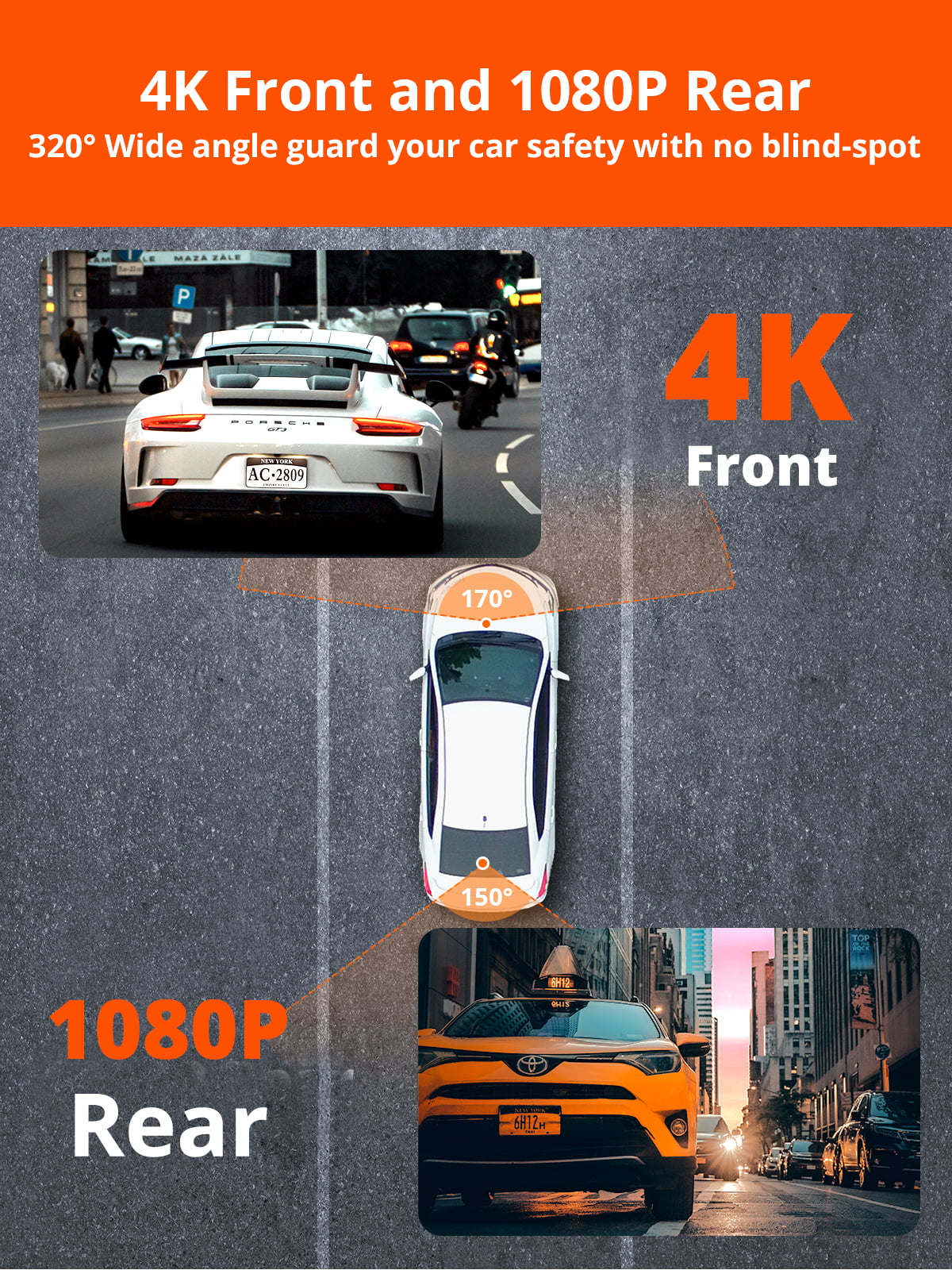 with Cars, Car Dash Front Kingslim Vision and Camera 4K and Dash D2 - and Dashboard with Supported[Upgraded Parking Dual Cam Pro 256GB Version] WiFi Monitor, for Cam 1080P Front Rear Night 4K Rear