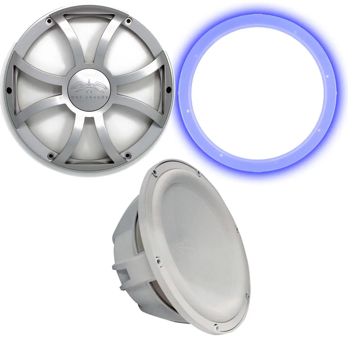 '- XS Ring Grill, & RGB & - Silver Subwoofer, 2 Subwoofer 12" Sounds Ohm Revo White LED Wet Grill