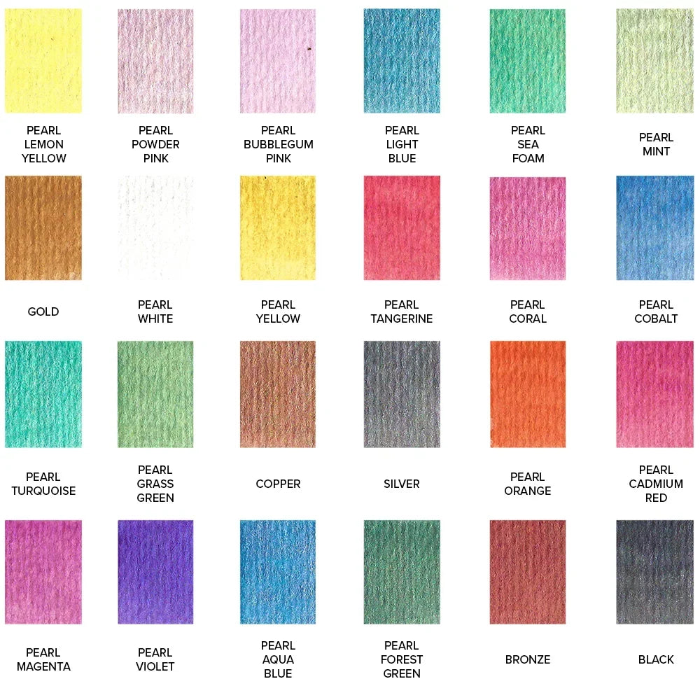 Metallic Palette, of 24 Colors Premium Set Watercolor GenCrafts