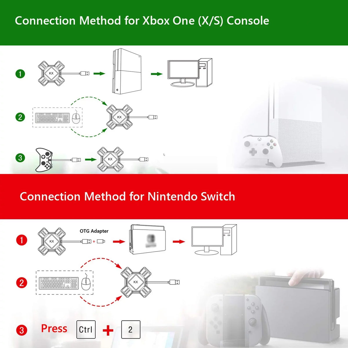 Mouse Adapter Adapter Gamepad Keyboard Keyboard Portable for Mouse Controller Converter KX Adapter Replacement Switch/X-box/PS5/P-S-4/PS3 Abody
