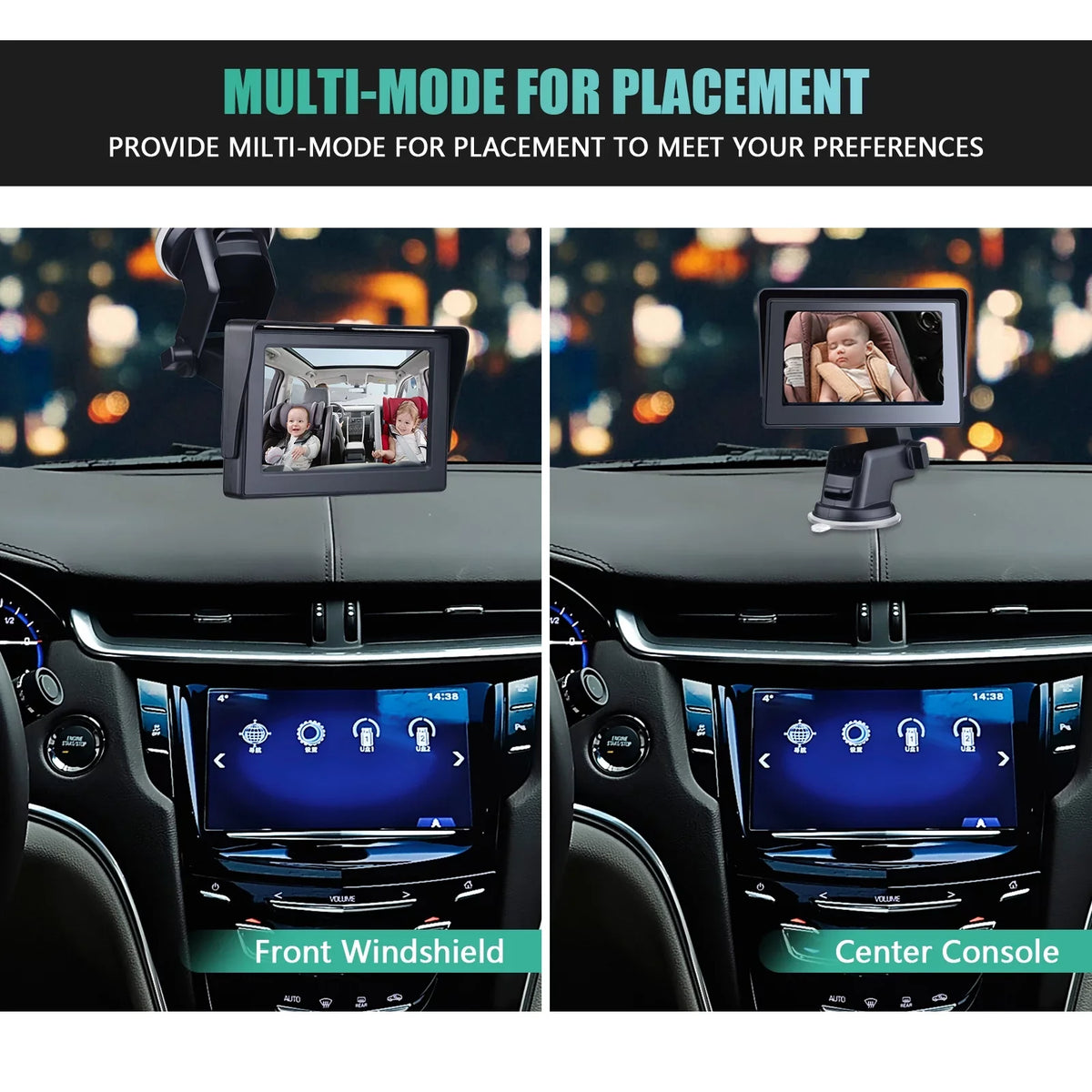 Safety Car Adjustable Crystal Seat Night 5M Cable View 1080P Mirror Baby Mirror Car Clear Long Angle Monitored Camera Car 4.3 Length Inch Mirrors Baby Wide Cameras with Vision