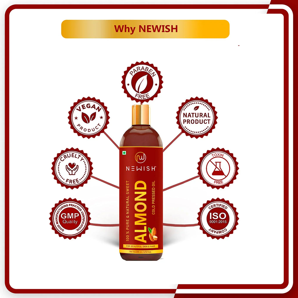 For Newish® Skin, Oil Rogan 100% Sweet Unrefined Natural Badam And (Pack Oil 200Ml Hair, Almond Pure Cold Body Of & 1) Pressed |