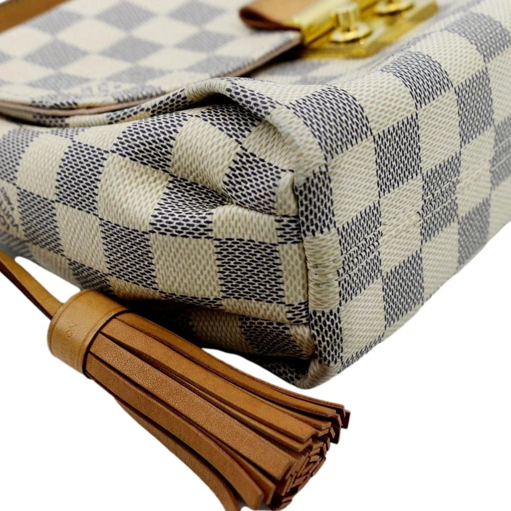 White VUITTON Damier Crossbody Croisette Pre-owned LOUIS Satchel Bag Azur