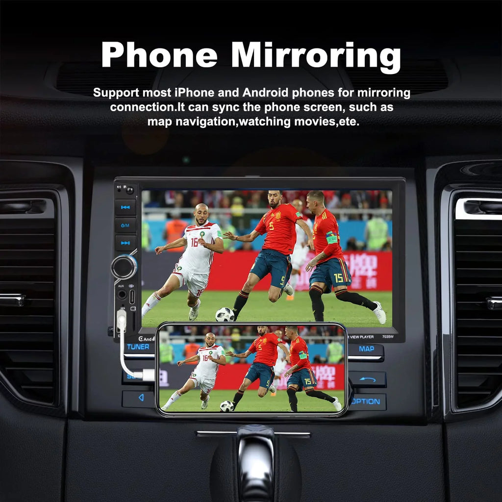 Car Link,Backup Alondy Audio Voice Wireless SD Touchscreen,Mirror AUX CarPlay/Android Stereo,Compatible Auto,Type-C FM with Control,External Receiver Din Double USB,7" DSP Mic Camera,Bluetooth Radio