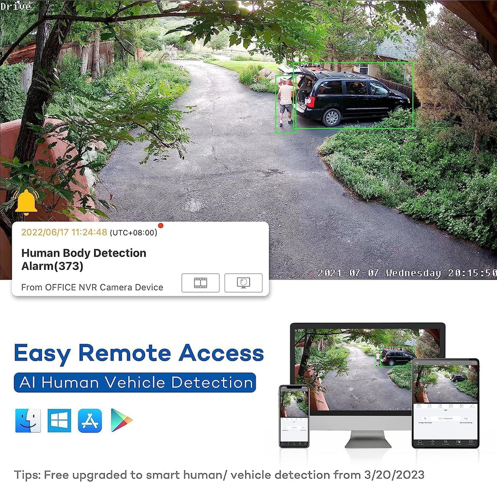 Camera Human AI ONWOTE Outdoor pre-installed Vehicle 8MP 16pcs Security with 6MP System, 16 Channel Recording, HDD 4K PoE NVR Surveillance Detection, PoE Business for Cameras, 16CH & 24-7 4TB IP 4K