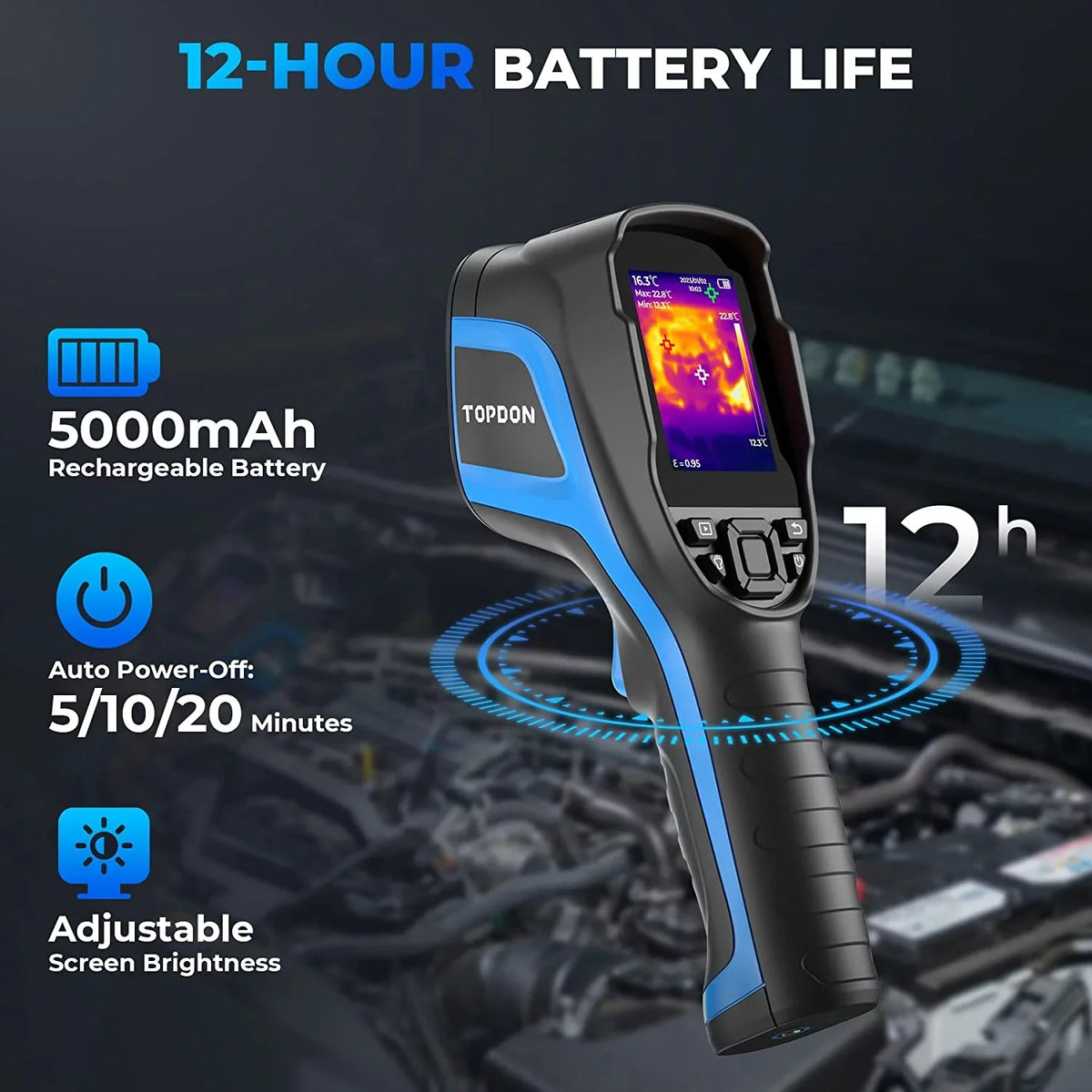 Battery Camera Handheld 192 Resolution Thermal 12-Hour Imaging Life Camera Infrared Camera TOPDON High x TC004 Thermal IR 256