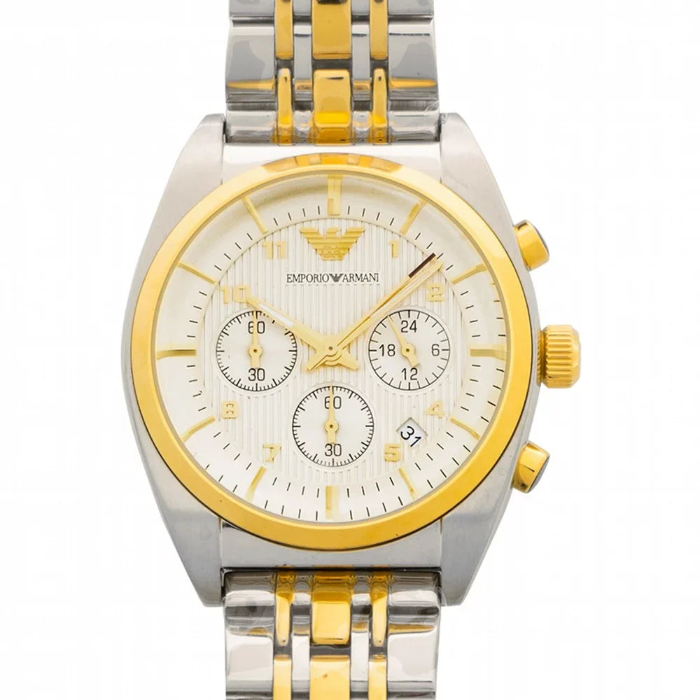 Classic mm Armani Stainless AR0396 Chronograph Watch 43 Emporio Steel