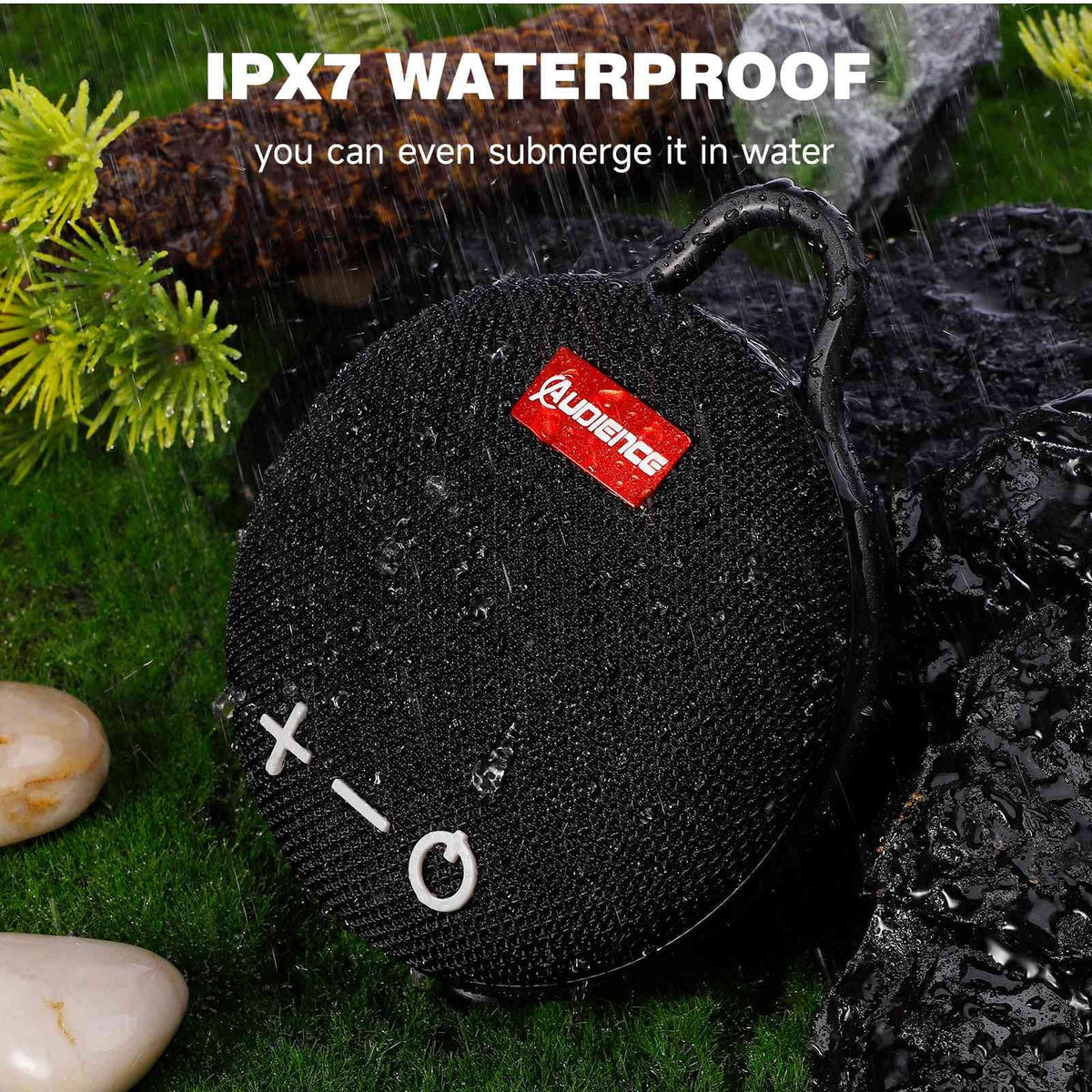 Playtime, Big Waterproof Black for Punchy Beach, Biking Compact K62 Sound, LG Speaker & Speaker Pool, 1 IPX7 Boat, 5.0 with Bluetooth with Wireless UrbanX 20H Pack Bass, Clip, Speaker
