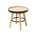 Modern Round Wooden Side Table with Metal Base