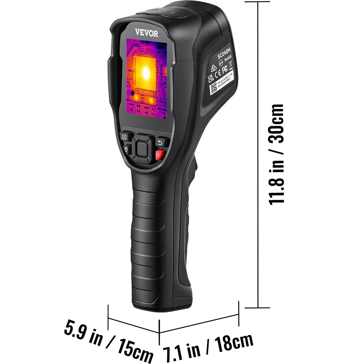Infrared and Built-in Battery SD 20Hz 240x180 IR Camera, -4℉~662℉ Imaging Li-ion VEVOR Thermal Card, with Rechargeable Rate (43200 16G Temperature Refresh Range, Pixels), Camera Resolution