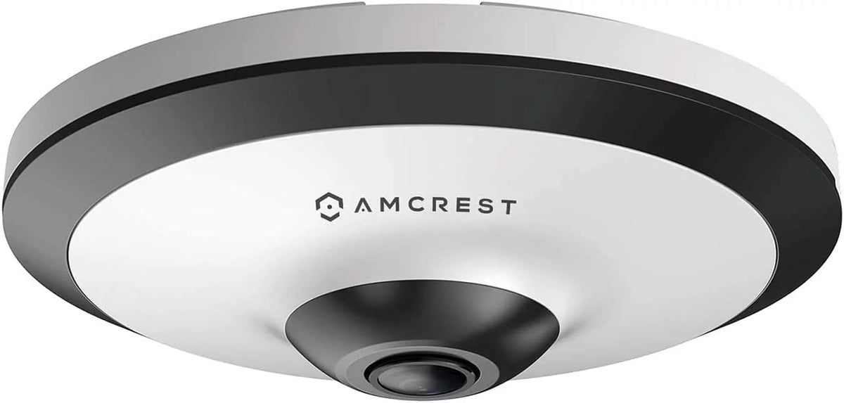 UltraHD Amcrest IP5M-F1180EW MicroSD 33ft (White) Indoor, Lens, PoE 360° 5-Megapixel Cloud Nightvision, Recording, Panoramic Coverage, Camera Fisheye Camera, 1.4mm Security and Camera