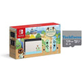 LCD Blue Edition Nintendo - Display Bundle with128GB Animal and Joy-Con Crossing: with - MicroSD Green Holiday Card Switch Horizons New Touchscreen