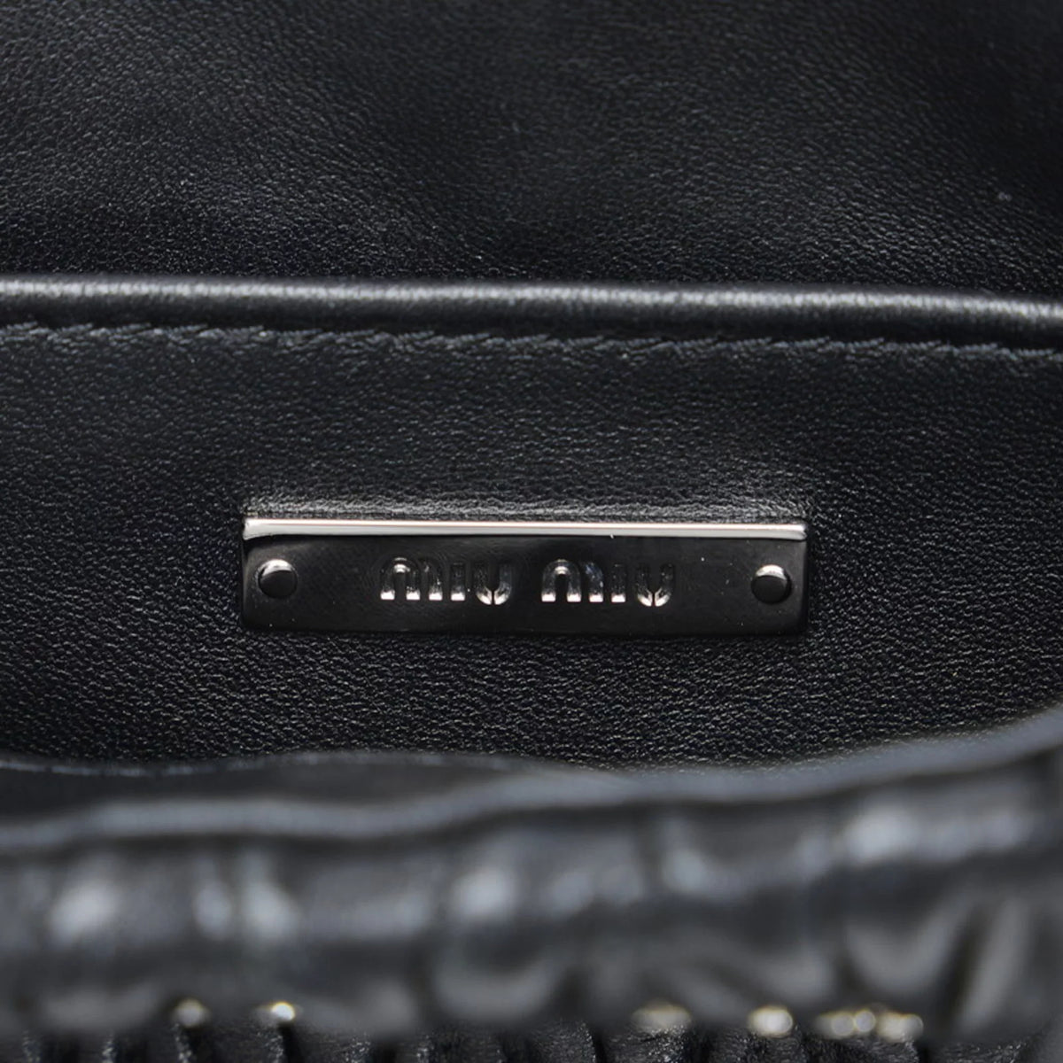 (Good) Miu Miu 5BA220 Leather Shoulder MIUMIU Materasse Black Pre-Owned Ladies Nappa Miu Bag Silver Crystal