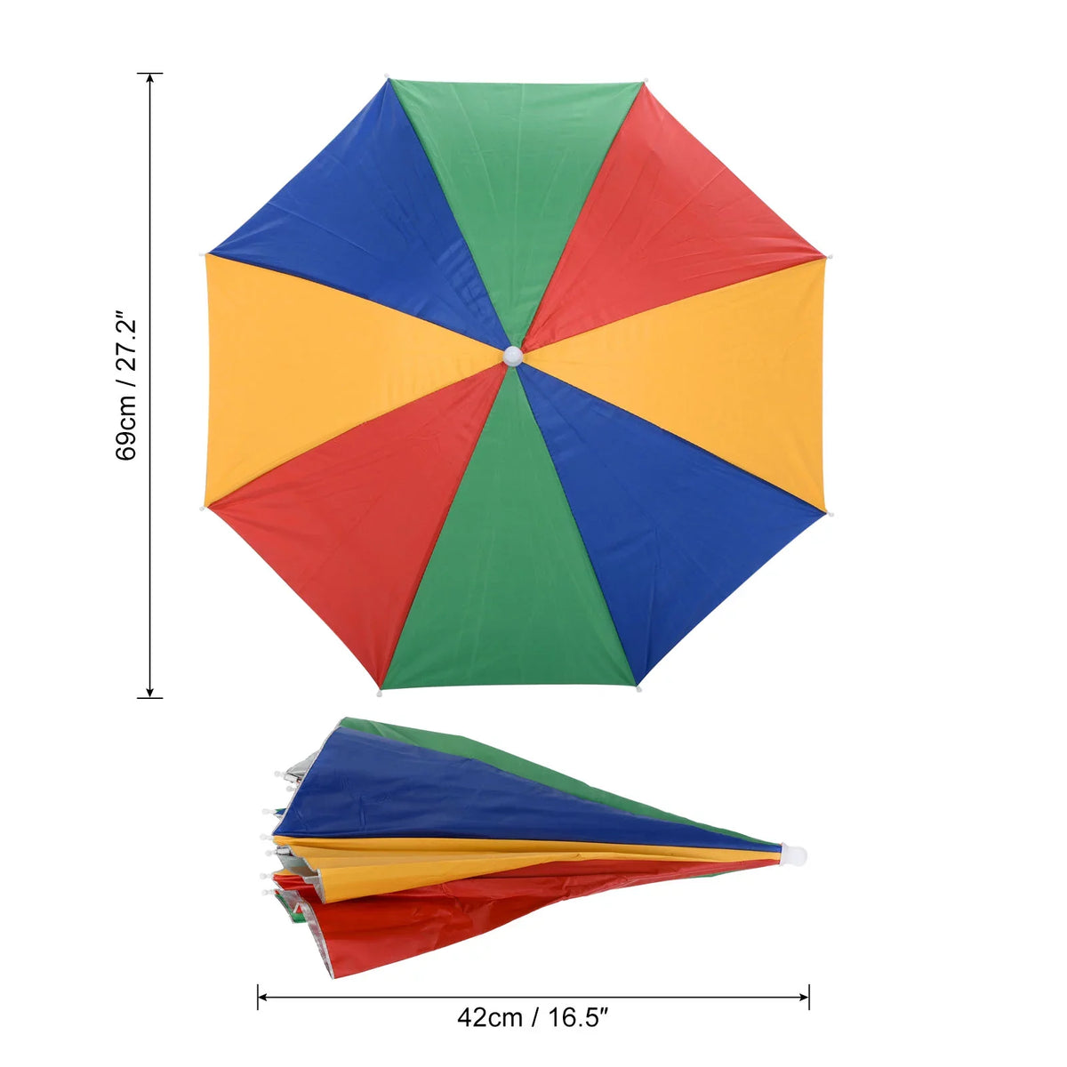 Oxford Fabric OD Single with Cap Hat, Rain Uxcell 27.2" Layer Umbrella Sun Multicolor Head Folding Strip, 3Pcs