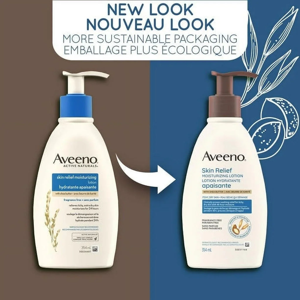 for Natural Therapeutic Butter Shea Skin Skin Aveeno Sensitive Relief Lotion for Unscented Lotion & with Itchy Triple Dry, Oat Moisturizing Extra 24-Hour Complex, Skin