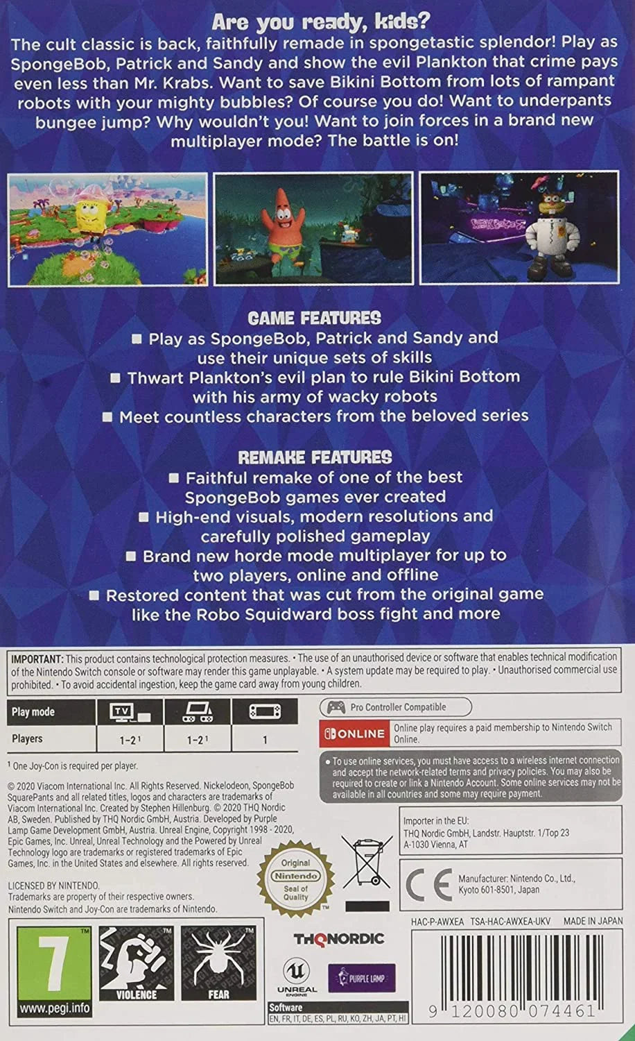 SquarePants: - Bottom Rehydrated, for Switch Nintendo THQ Spongebob Nordic, Bikini Battle