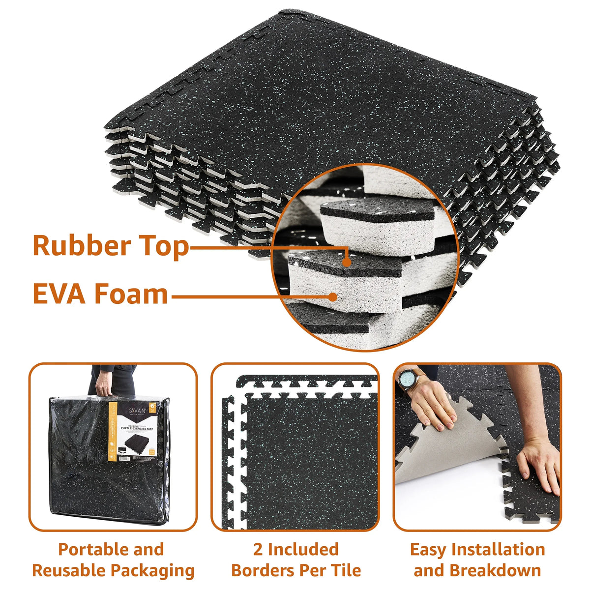 for Foam Gym EVA Gym 12 Top Flooring Sivan Density Fitness Mat 1/2" Home Gym Thick Floor - Rubber High Interlocking