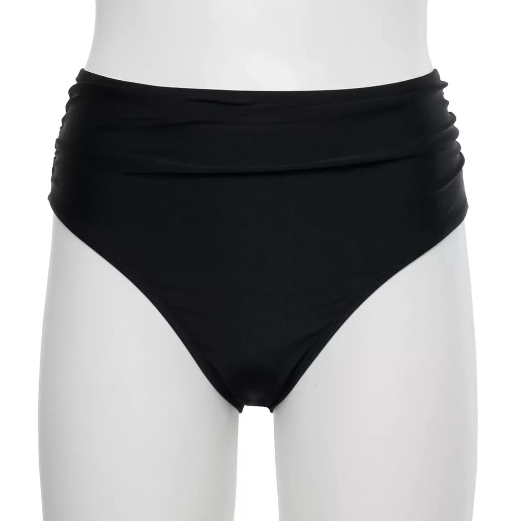 '+ Front S Shirred Waist Nicole Top 2Pc BLACK Miller Twist Bikini Bottom Hi