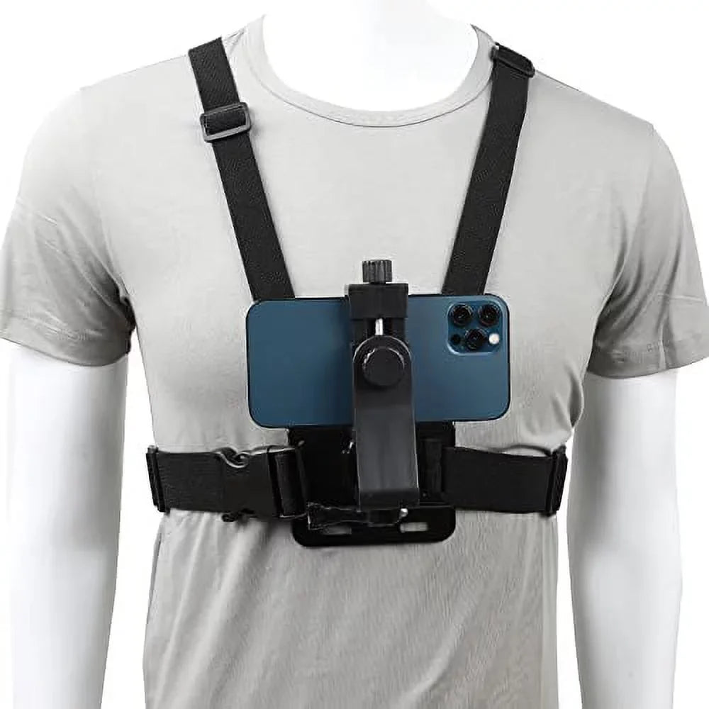 with Holder Phone Compatible Gopro Samsung for Chest Strap Clip Universal iPhone Akaso Mount,Harness Mobile Camera Action Strap etc Phone POV Cell