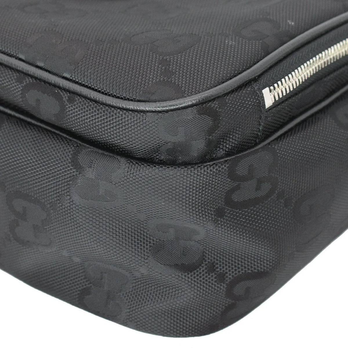 625858 Shoulder Off Monogram Black Nylon Pre-owned The GG Grid Bag GUCCI