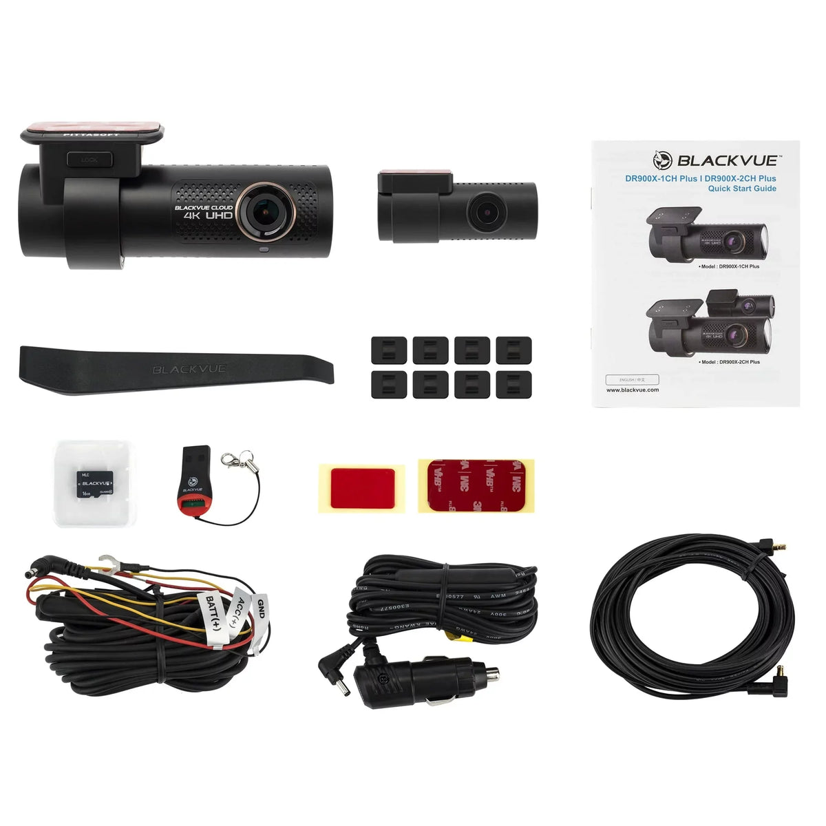 DR900X-2CH (Refurbished) lb with BlackVue 64GB Dashcam Cloud 1.5 Restored Plus Card microSD
