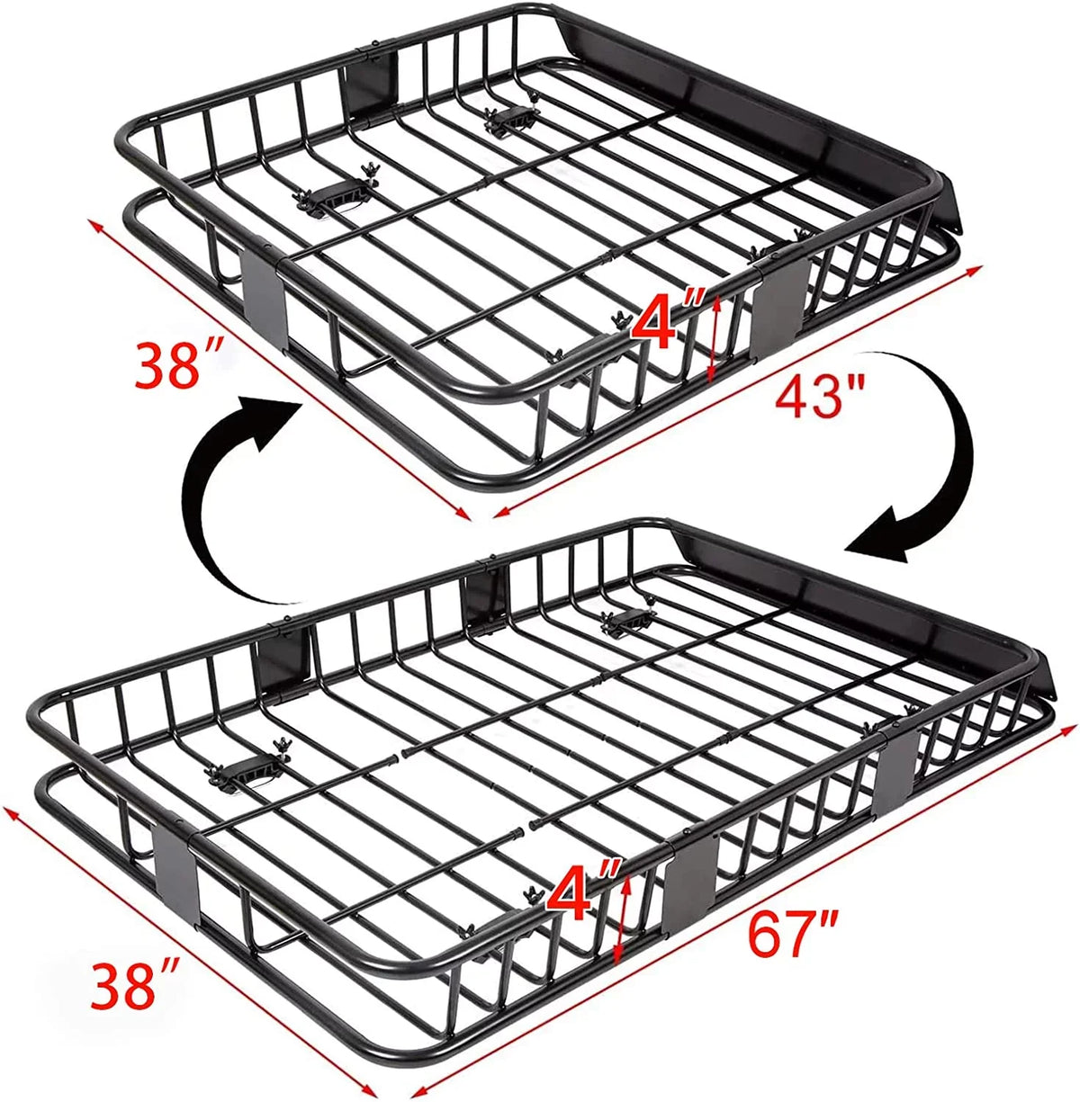 Steel Car 39" Basket Roof Holder 250LBS for Heavy Weight Extension Universal Top Capacity x HECASA Carrier x with 64" 6'' Travel Storage SUV Rack Cargo Duty Luggage