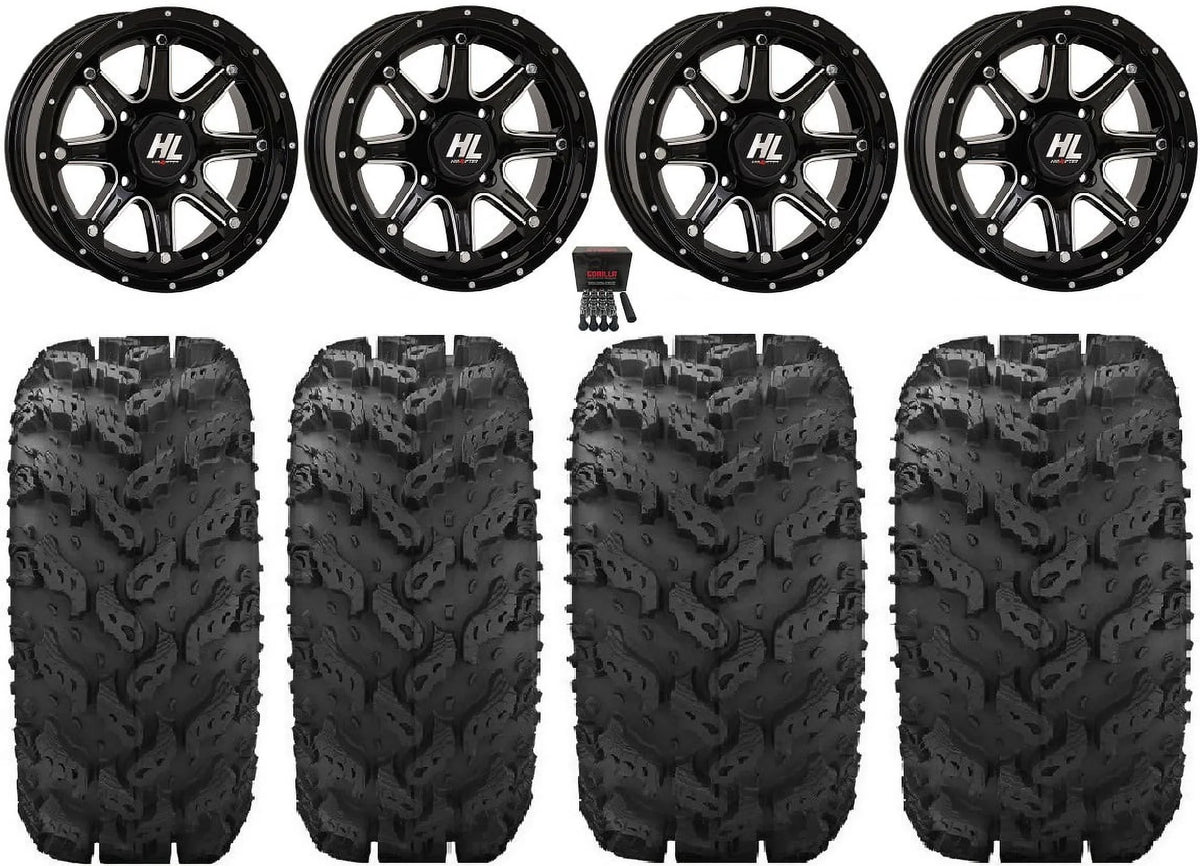 Machined Teryx HL4 Kawasaki Mule Reptile 26" Wheels Lifter 14" High Tires