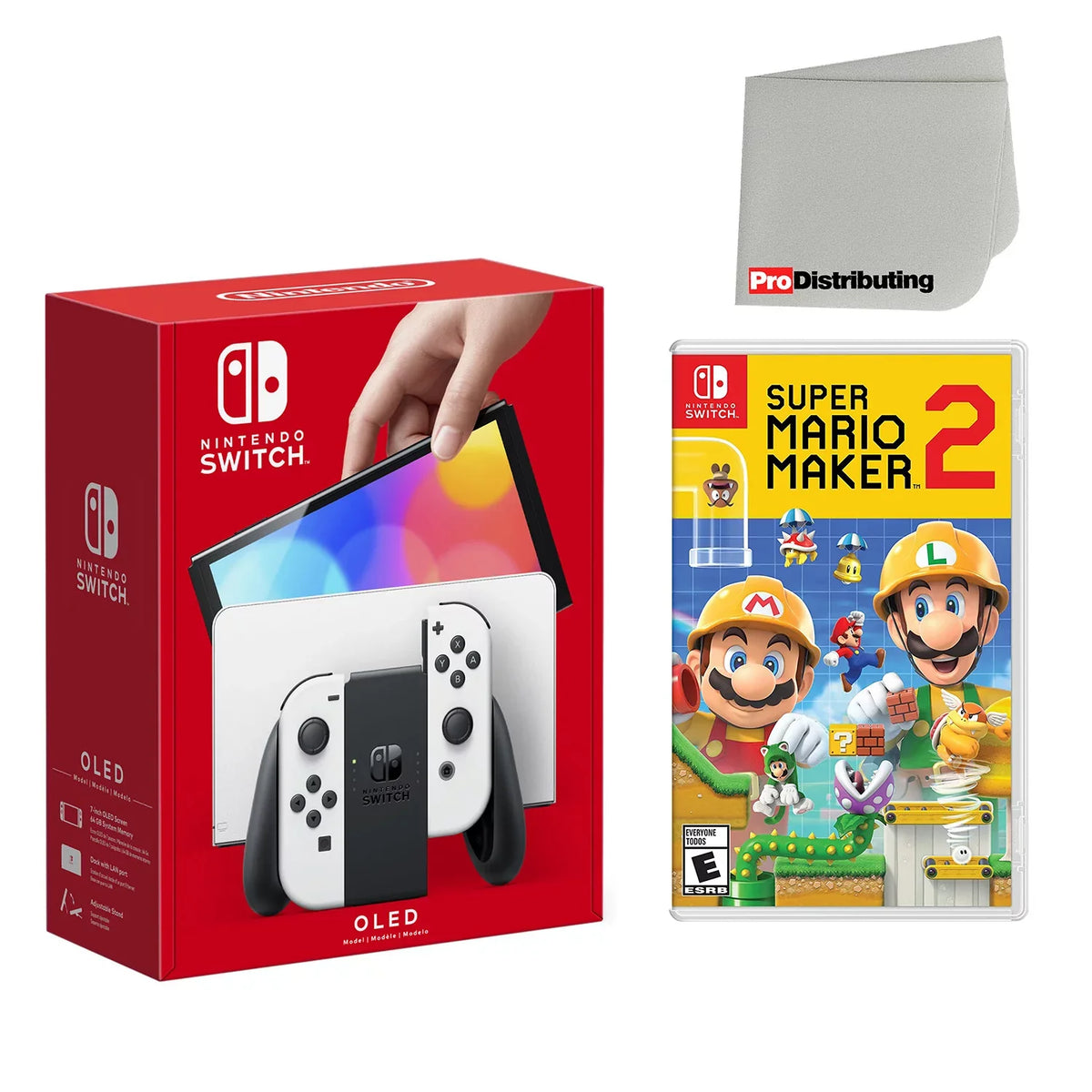 OLED Screen Super Cleaning Cloth with and Switch Console White Maker 2 Nintendo Mario