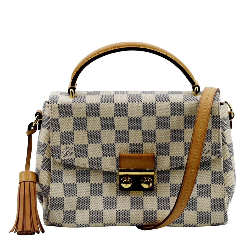 White VUITTON Damier Crossbody Croisette Pre-owned LOUIS Satchel Bag Azur