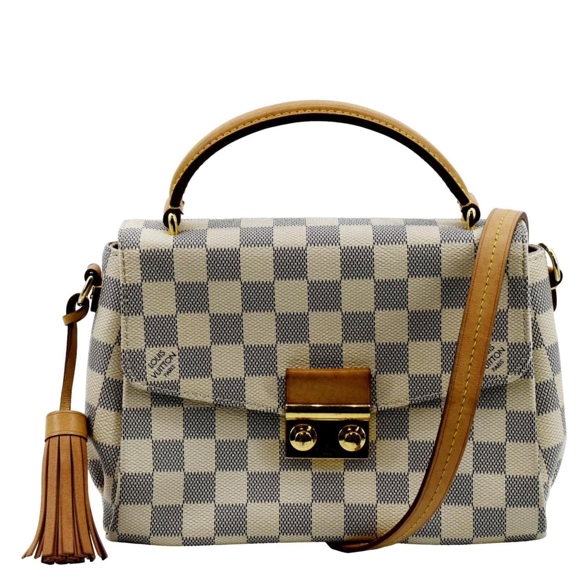White VUITTON Damier Crossbody Croisette Pre-owned LOUIS Satchel Bag Azur