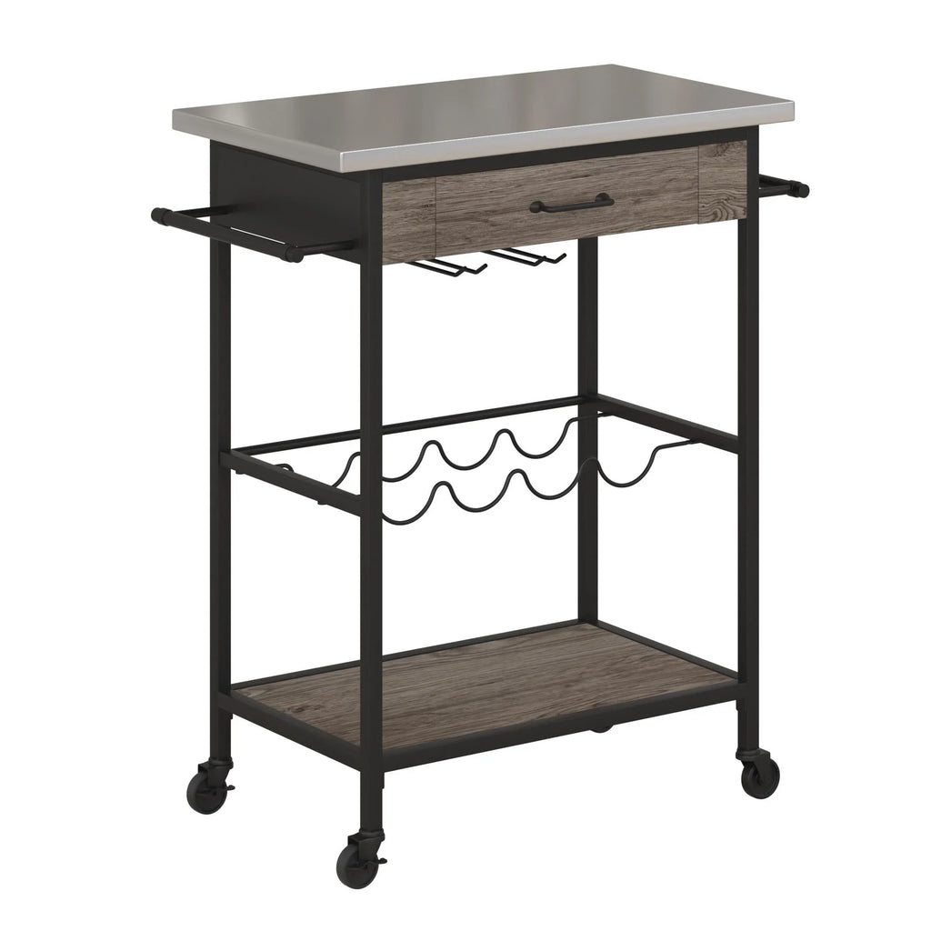 Black Multifunctional Storage, Kitchen Rack Metal, Steel Cart, Stainless and Nora Novogratz and Brown Wine Pantry