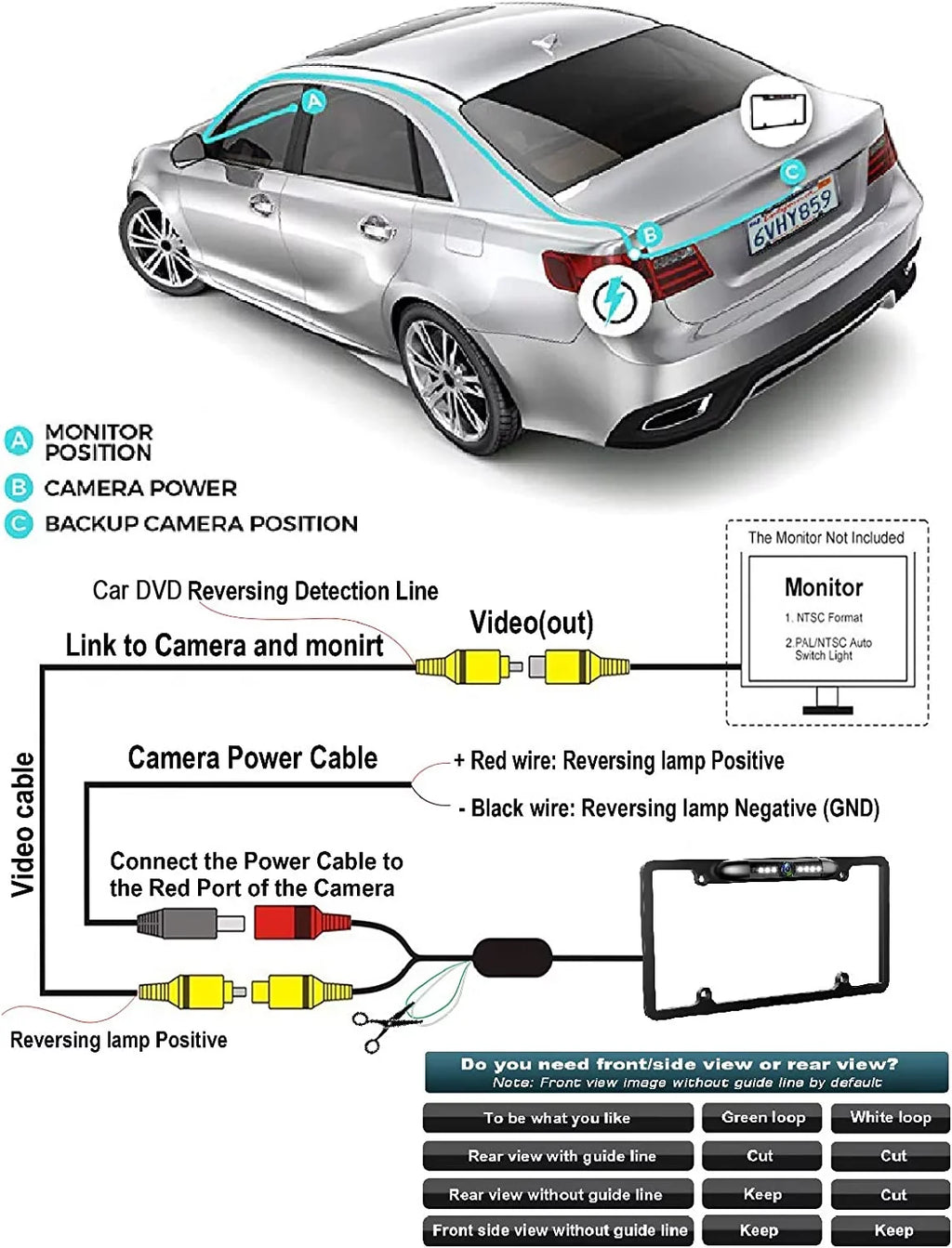 License Backup XAVAX5500 XAV-AX5500 SONY Camera Black for Rearview Plate Frame