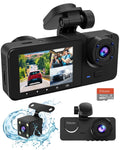 Vision, Rear & Dash Channel Card Cam Monitor, Night Camera, SD 32GB with Inside Front Super 1080P Recording, for Loop Parking Dash 3 Car,