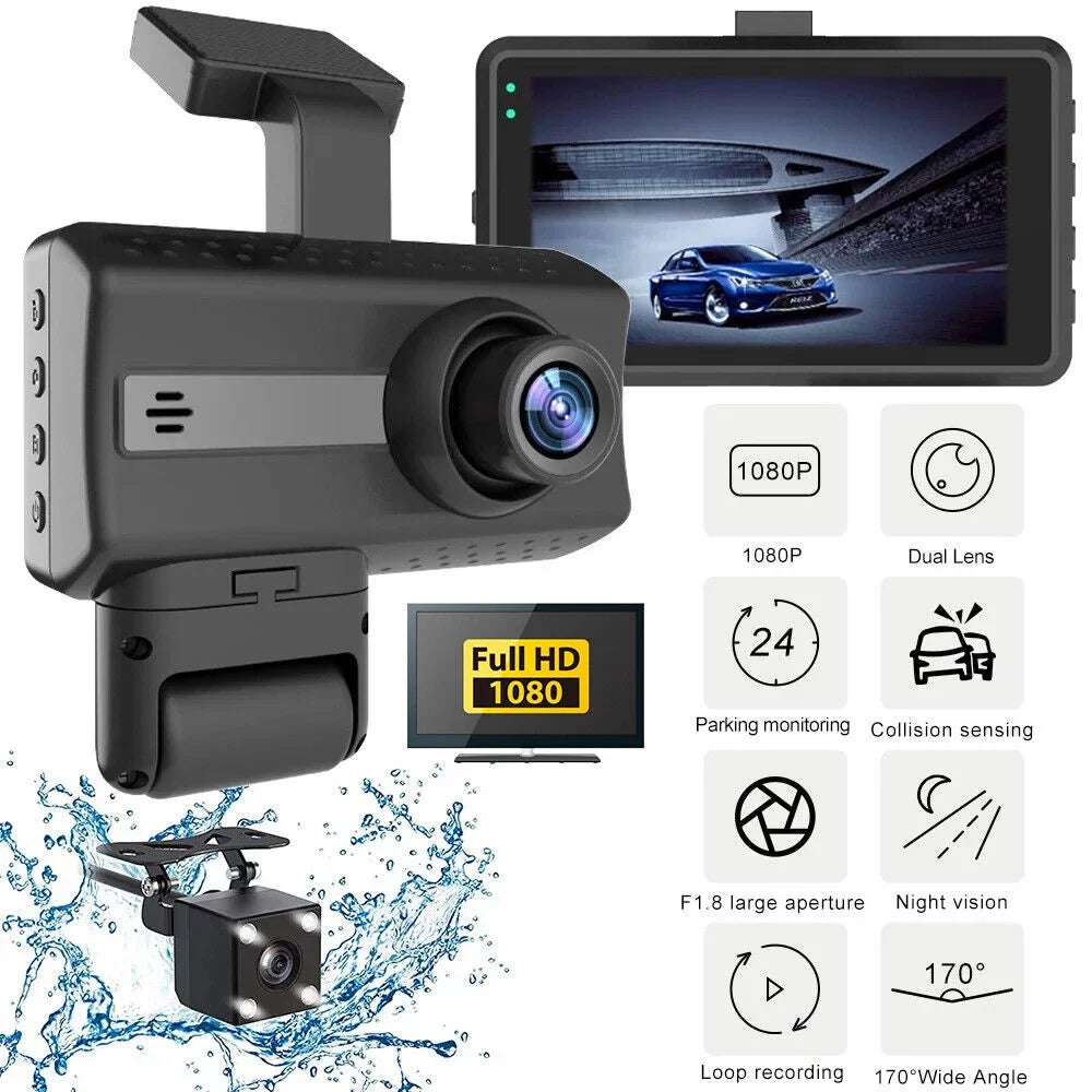 G Sensor Cam Dash Rear Car Recorder Camera Dual Lens and Front Onemayship Video 1080P DVR