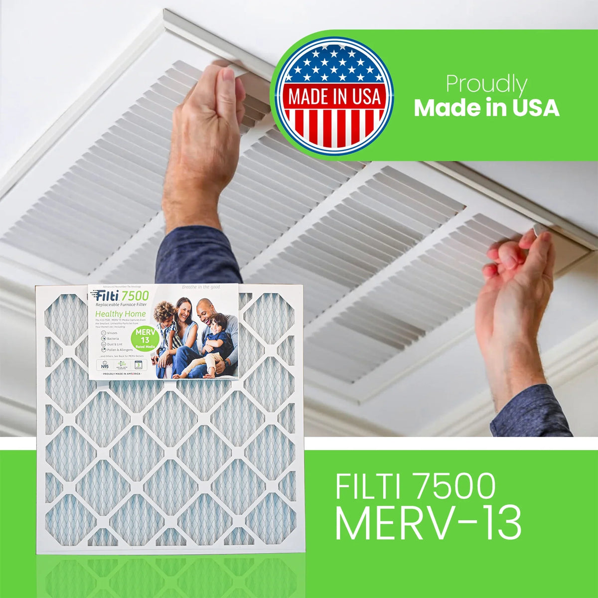 (4 7500 Furnace Filter 13 Pack) Air HVAC 16x20x1 Filti Pleated Home MERV
