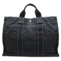 Deauville Cotton Ladies Bag Pre-Owned MM Canvas Black (Fair) Tote Hermes