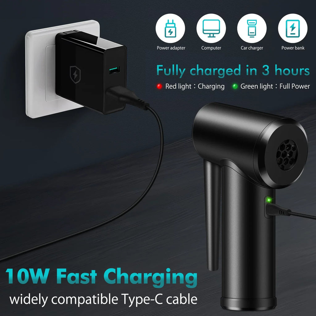 Duster PC with Battery Reesibi Laptop Camera Air Improved Keyboard RPM 40000 Computer Cordless Duster Compressed for Rechargeable Portable 6000mAh Cleaning, Air for Electric Air Blower Motor