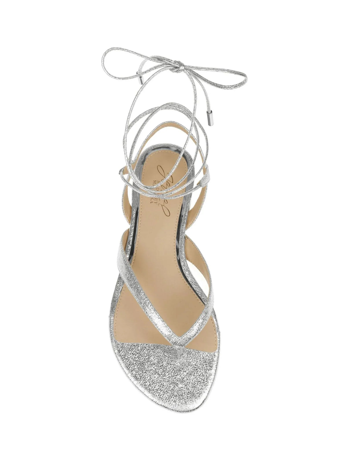 Nolana Round 8 Padded Thong Ankle Sandals Lace-Up Silver BADGLEY Womens MISCHKA Strap Toe Dress