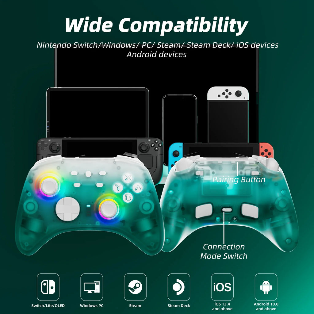 Pro Effect Joysticks with Party Hall Mario Switch/PC/IOS/Android/Steam Nintendo Triggers and Green Controller Upgraded Game Disc for Switch Super &