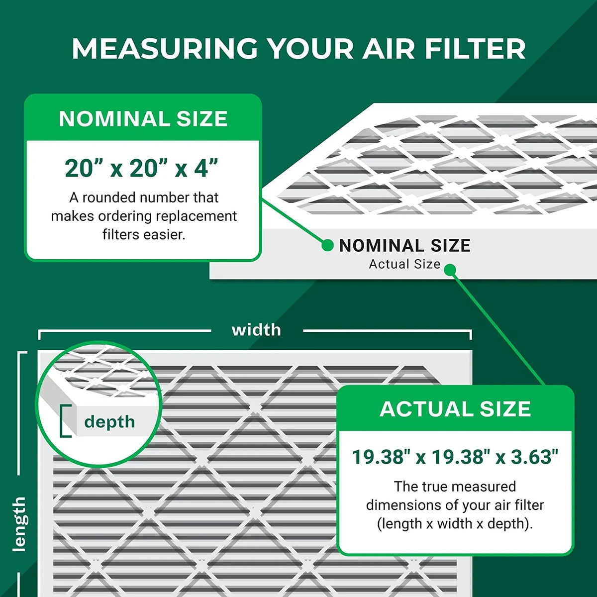 Air Pleated Furnace (1-Pack) 20x20x4 8 Filters AC Filterbuy MERV HVAC