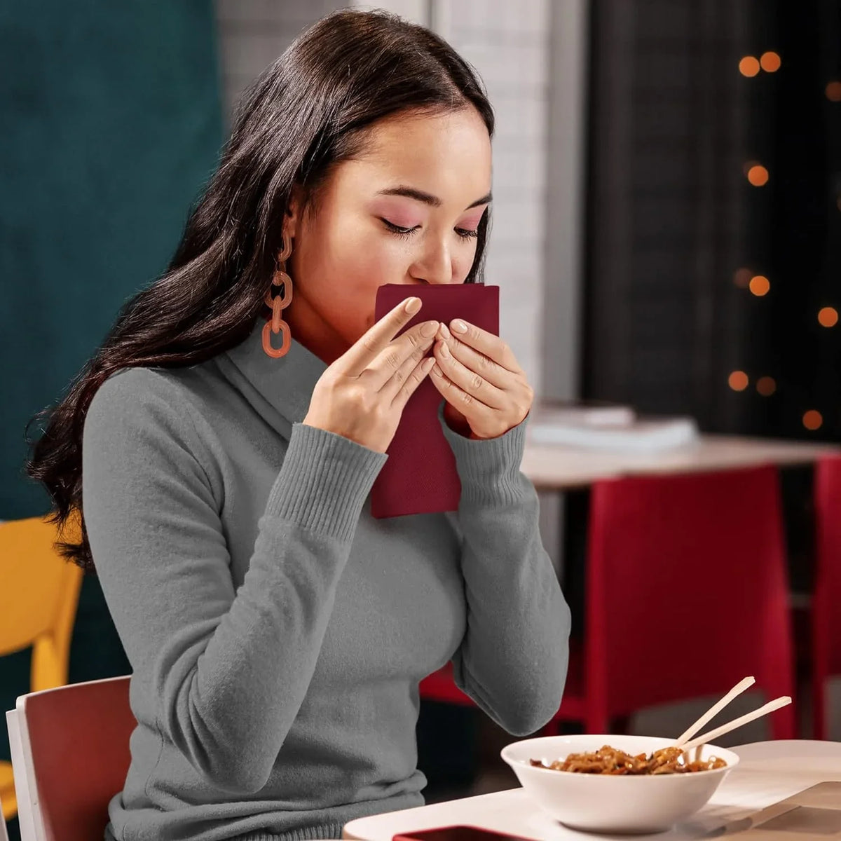 Pack, Burgundy Cotton Napkins Washable Event Restaurant, and Parties Cloth Hotel, 18x18 Reusable Weddings, and 18x18 for Blend Inch Table Kitchen Burgundy Dinner Lunch, [12 Napkins Utopia Inch]