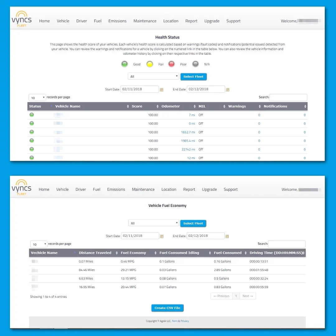 Tracking, Free Safety Plan, Emission GPS No Monthly OBD, Year Time Vyncs Report, Car/Truck Data Fleet Alerts, Report SIM, LTE Vehicle Tracker 4G Fee, Diagnostics, Trips, Fuel Real Driver 1 Fleet: