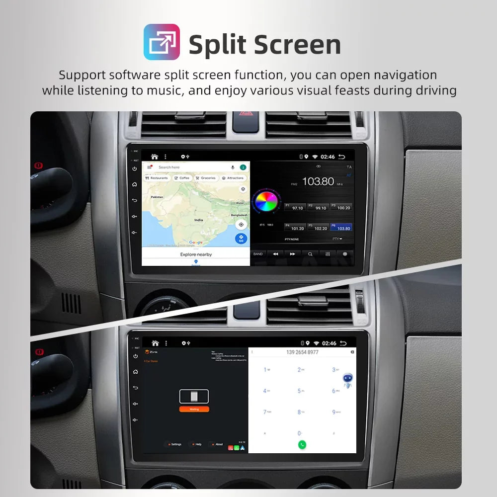 WiFi Link Toyota Inch Radio, Car Support Radio Auto Stereo 2011-2014 with 2+32G 9 Mirror Roinvou CarPlay Bluetooth GPS Screen Sienna For Touch Android Car Android Wireless