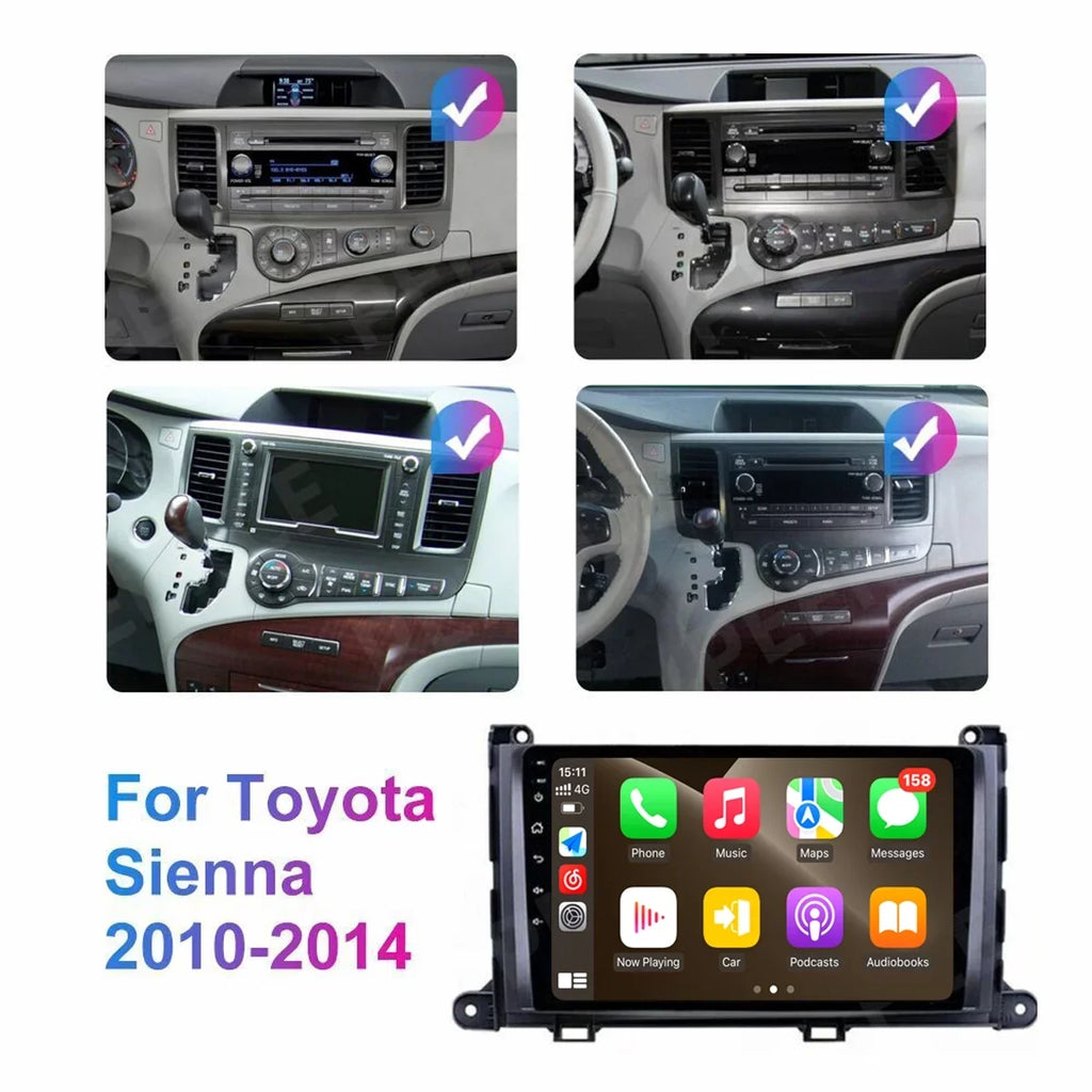 WiFi Link Toyota Inch Radio, Car Support Radio Auto Stereo 2011-2014 with 2+32G 9 Mirror Roinvou CarPlay Bluetooth GPS Screen Sienna For Touch Android Car Android Wireless