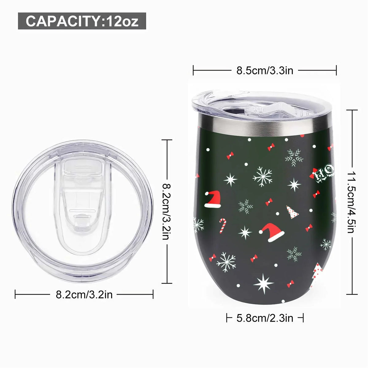 Eggshell Layer Cup Insulated Cup Tree Double Cups Wine Vacuum Tumbler Steel Hidove with Christmas Cups, with and Red Shape Insulation 12oz Lid, Green Color Big Stainless Cup 304 Belly U