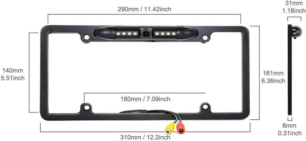 Backup License Camera Rearview KWV140BT for JVC Plate KW-V140BT Black Frame