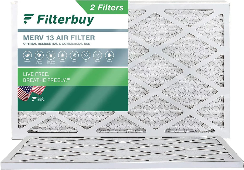 MERV 13 AC Filterbuy Furnace Filters 14x25x1 (2-Pack) Air Pleated HVAC