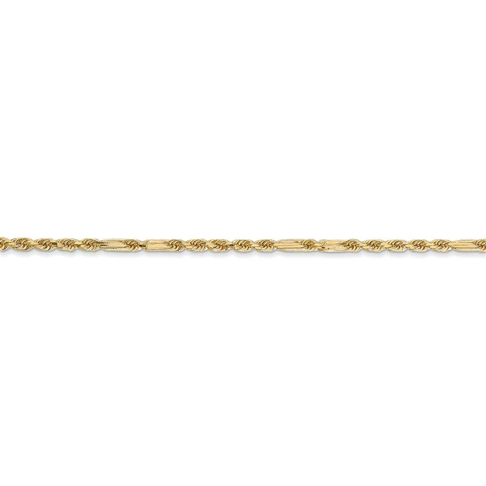 and Chain Gold Yellow inch; Teens; Women Men Bracelet; Chain Cut 1.8mm for 7 for Real 14kt Rope Diamond Adults Milano and